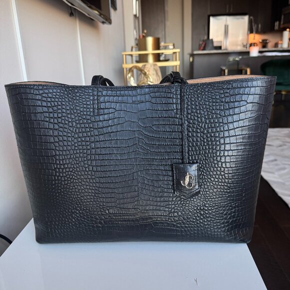 Jimmy Choo Black Croc Embossed Leather Tote - Picture 1 of 16